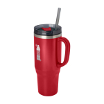 Vaso con pajita con aislamiento de aire de doble pared 1,2L color rojo vista impresa logo 2
