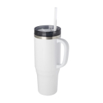 Vaso con pajita con aislamiento de aire de doble pared 1,2L color blanco