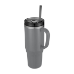 Vaso con pajita con aislamiento de aire de doble pared 1,2L color gris