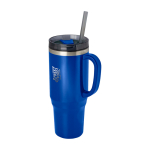 Vaso con pajita con aislamiento de aire de doble pared 1,2L color azul real vista impresa logo 2