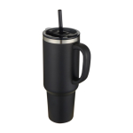 Vaso de doble pared de cobre con aislamiento al vacío y pajita 1,2L color negro