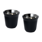 Juego de tazas de café espresso de acero inoxidable de 80ml color negro segunda vista frontal
