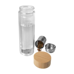 Botella de vidrio de borosilicato con infusor y tapa de bambú 400ml color transparente tercera vista