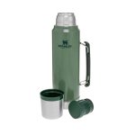 Botella Stanley Classic de acero inoxidable con taza para beber 1L color verde oscuro