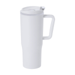 Vaso térmico de PP reciclado con asa de agarre ergonómica 800ml color blanco primera vista