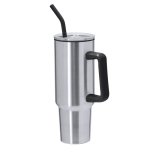 Vaso térmico de acero inoxidable con asa y pajita negra 1.2L segunda vista