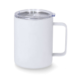 Taza térmica de acero inoxidable con acabado caucho y tapa 400ml color blanco primera vista