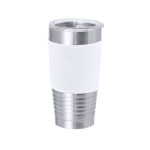 Vaso térmico de acero inoxidable con banda de PU a color 420ml color blanco primera vista