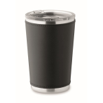 Vaso de acero inoxidable con funda extraíble de piel sintética 350ml color negro