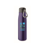 Botella antifugas de acero inoxidable con asa de cordón 500ml color azul real vista de impresión