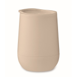 Vaso para llevar de doble pared cierre deslizante en la tapa color beige