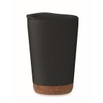 Vaso para llevar de doble pared con detalle de corcho en la base 300ml color negro