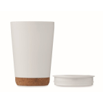 Vaso para llevar de doble pared con detalle de corcho en la base 300ml color blanco quinta vista
