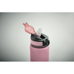 Botella de RPET con boquilla y horario de consumo de agua 1L color rosa