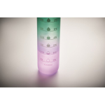 Botella de RPET con boquilla y horario de consumo de agua 1L color turquesa vista fotografía quinta vista