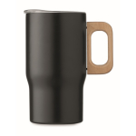 Taza de acero inoxidable reciclado con asa de madera 350ml color negro quinta vista