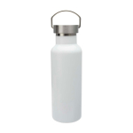 Botella de acero inoxidable reciclado ideal para agua 500ml color blanco tercera vista frontal