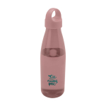 Botella de agua de plástico reciclado con asa de transporte 800ml color rosa pastel vista impresión tampografía