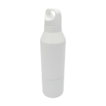 Botella termo de acero inoxidable reciclado con taza extraíble 600ml color blanco