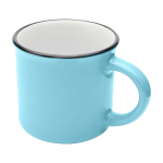 Taza de cerámica vintage con borde en color negro 240ml color azul pastel segunda vista frontal