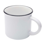 Taza de cerámica sublimable vintage con borde negro 240ml color blanco segunda vista frontal