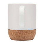 Taza de cerámica de sublimación con base de corcho 300ml color blanco segunda vista trasera