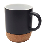 Taza de cerámica en acabado mate y base de corcho 300ml color negro segunda vista frontal