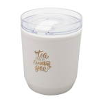 Vaso térmico de plástico reciclado con diseño sencillo 180ml color blanco vista impresión tampografía