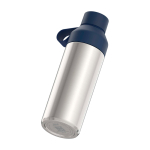 Botella hecha de materiales reciclados con taza 620ml Ocean Bottle color azul marino