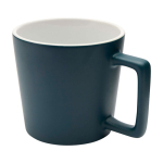 Taza de cerámica con acabado mate y asa en forma cuadrada 370ml color azul grisáceo segunda vista frontal