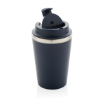 Taza térmica de doble pared ecológica con tapa antigoteo de 350ml color azul segunda vista