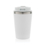 Taza térmica de doble pared ecológica con tapa antigoteo de 350ml color blanco cuarta vista