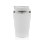 Taza térmica de doble pared ecológica con tapa antigoteo de 350ml color blanco sexta vista