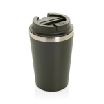 Taza térmica de doble pared ecológica con tapa antigoteo de 350ml color verde