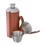 Botella de acero inoxidable con 2 vasos y funda de cuero 230ml cuarta vista