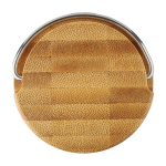 Botella de vidrio y tapa de bambú con asa de metal 500ml tercera vista