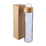 Botella de vidrio y tapa de bambú con asa de metal 500ml quinta vista