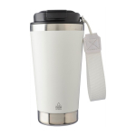 Vaso térmico de acero inoxidable con correa a juego y tapa negra 500ml color blanco primera vista