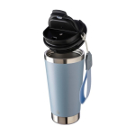 Vaso térmico de acero inoxidable con correa a juego y tapa negra 500ml color azul pastel segunda vista