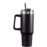 Botella de acero inox reciclado con pajita y asa de transporte 1.18 L color negro tercera vista