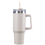 Botella de acero inox reciclado con pajita y asa de transporte 1.18 L color beige primera vista