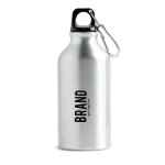 Botella de aluminio reciclado con tapón de color y mosquetón 400ml color negro vista 1