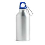 Botella de aluminio reciclado con tapón de color y mosquetón 400ml color azul real