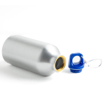 Botella de aluminio reciclado con tapón de color y mosquetón 400ml vista de ambiente