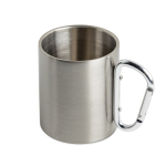 Taza de doble pared de acero inoxidable reciclado con mosquetón 300ml color plateado vista 1