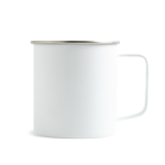 Taza de acero inoxidable reciclado con diseño moderno y asa 400ml color blanco