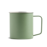 Taza de acero inoxidable reciclado con diseño moderno y asa 400ml color verde bosque