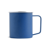 Taza de acero inoxidable reciclado con diseño moderno y asa 400ml color azul real
