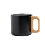 Taza de acero inoxidable de doble pared y asa de madera 350ml color negro vista 11
