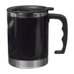 Taza térmica de acero inoxidable y tapa con cierre deslizante color negro primera vista